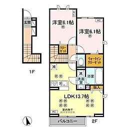 ローゼン太田 2LDKの間取図画像