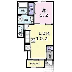 イストワールKitaB 1LDKの間取図画像