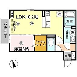スカイブルーB 1LDKの間取図画像