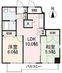 カサール三石庵 2LDKの間取図画像