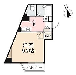サンハウス栗林 1Kの間取図画像