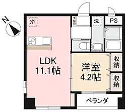 アルト栗林公園 1LDKの間取図画像