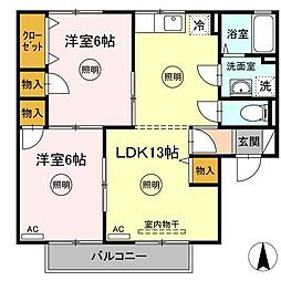 グランシャトーC 2LDKの間取図画像