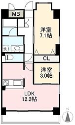 アルファレジデンス昭和町 2LDKの間取図画像