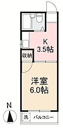 メゾンドつばき 1Kの間取図画像