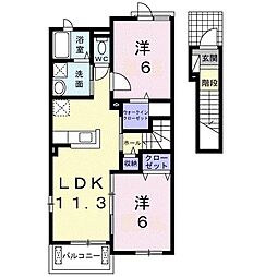 サンテクラージュ木太町A 2LDKの間取図画像
