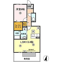 ベルジュ春日 1LDKの間取図画像