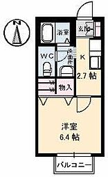 サンフラワーハイツ 1Kの間取図画像