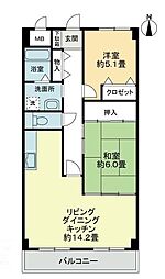 オプスBanzo 2LDKの間取図画像