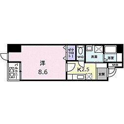 グレース栗林 1Kの間取図画像