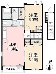 サウス・ヴィレッジA 2LDKの間取図画像