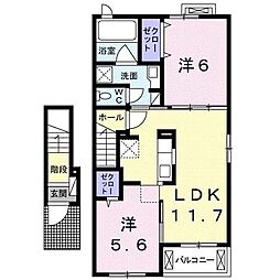 ポートレーゼ綾川B 2LDKの間取図画像