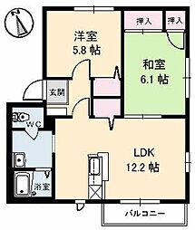 コートMTE館 2LDKの間取図画像