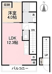 ルミエール高松町 1LDKの間取図画像