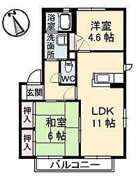 コスモタウンFornax 2LDKの間取図画像