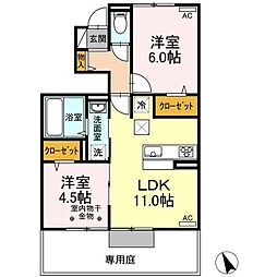 リーブル1B 2LDKの間取図画像