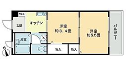 フィネス中屋敷 2Kの間取図画像