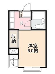 コーポジュネ1 1Kの間取図画像