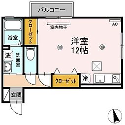 レセンテ林 ワンルームの間取図画像
