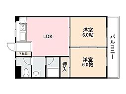 カーサ・クレスト 2LDKの間取図画像