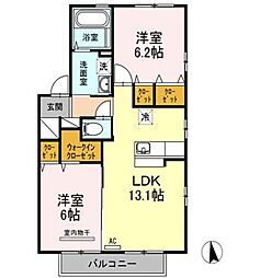 グラン・ノーブルA 2LDKの間取図画像