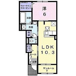 グレイスサンフラワー2 1LDKの間取図画像