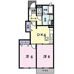 ヴィータ・リベラ国分寺A 2DKの間取図画像