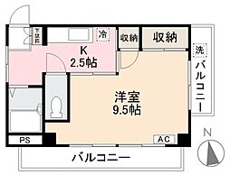 ホワイトマンション 1Kの間取図画像