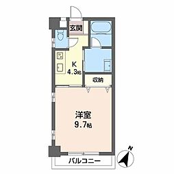 レーベンスクエア 1Kの間取図画像