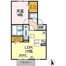グランフェルティA 1LDKの間取図画像