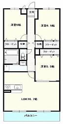 サウスコート 3LDKの間取図画像