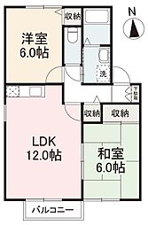 ロイヤルコート川西A 2LDKの間取図画像