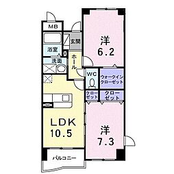 ハイツ・シンフォニー 2LDKの間取図画像
