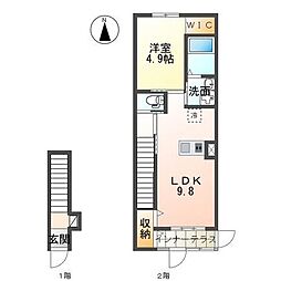 フェリーチェ元山 1LDKの間取図画像