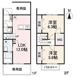 アテレーゼ木太町 2LDKの間取図画像