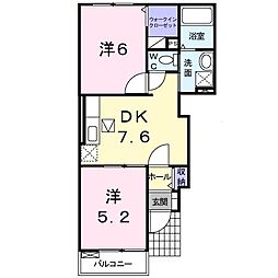シルキーエトアールA 2DKの間取図画像