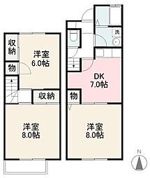 サンリッチB 3DKの間取図画像