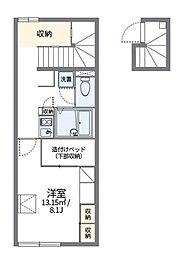 レオパレスP.F.2 1Kの間取図画像