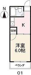 コート浜ノ町 1Kの間取図画像