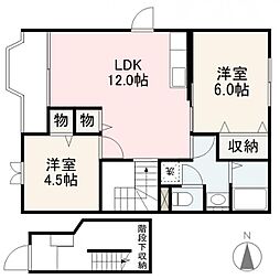 グリーンエコーB 2LDKの間取図画像