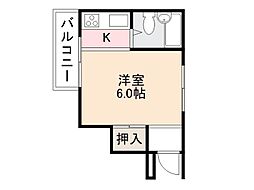 ココンメルベイユ 1Kの間取図画像
