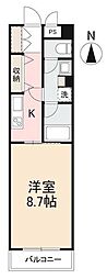 ストーリア中央町 1Kの間取図画像