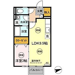 リビングタウン伏石A 1LDKの間取図画像
