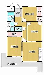 ベルメール香西 3DKの間取図画像
