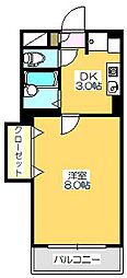 グランドジョラス 1Kの間取図画像