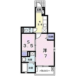 夢野ハイツ 1SKの間取図画像