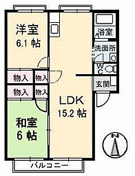 メゾンドバンベールC 2LDKの間取図画像