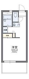レオパレス栗林 1Kの間取図画像