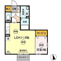 フォンターナ伏石A 1LDKの間取図画像