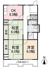 ヴィラ・アンソレイエ古高松 3DKの間取図画像